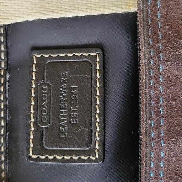 Coach Hampton Mini Nylon Shopper Tote Leather Dark Brown Leather Trim - Picture 2 of 16